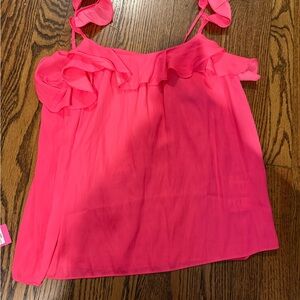 Lilly Pulitzer Bright Pink Ruffle Blouse